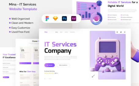 IT 服务网站模板模板 (FIG,PSD,SKETCH,XD)