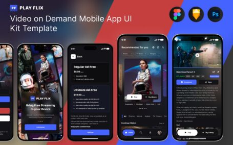电视电影视频点播移动应用APP UI KIT (FIG,PSD,SKETCH)