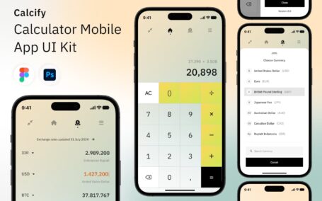 计算器移动应用 APP UI KIT (FIG,PSD,SKETCH)