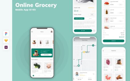 在线杂货移动应用 APP UI KIT (SKETCH,FIG,XD)