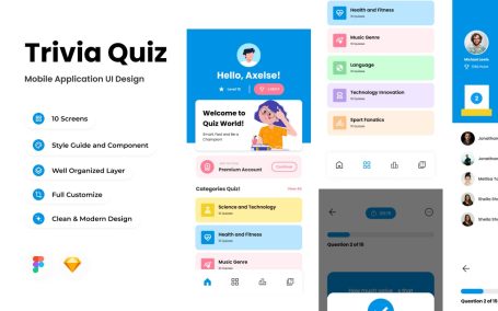 问答测验移动应用APP UI KIT (FIG,SKETCH)