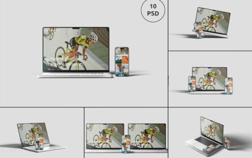 笔记本电脑和电话模型样机 (PSD,PDF)