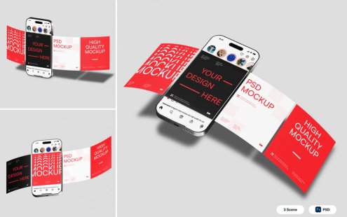 Instagram UI设计模型样机 (PSD)