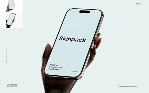iPhone 16 Pro手机模型持有样机 (PSD)