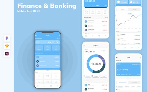 金融与银行移动应用APP UI KIT (SKETCH,FIG,XD)