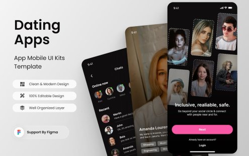 约会应用程序移动应用APP UI KIT (FIG)