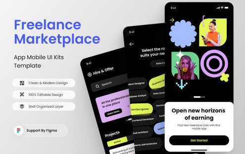 自由职业者市场应用APP UI KIT (FIG)