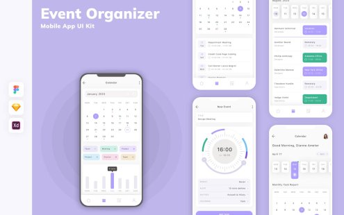 活动组织者移动应用APP UI KIT (SKETCH,FIG,XD)