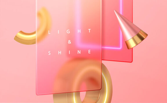 金色几何毛玻璃海报设计素材 (psd)