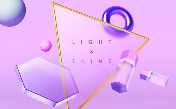 透明毛玻璃几何物体创意海报设计素材 (psd)