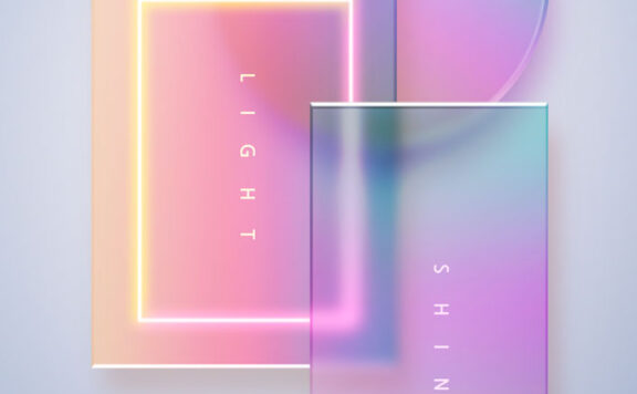 彩虹色半透明毛玻璃海报设计素材 (psd)