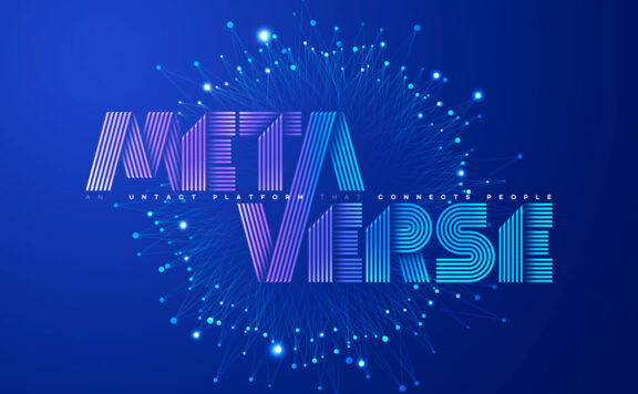 蓝色科技点线元宇宙海报设计模板 (psd)