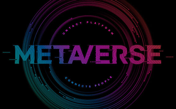 渐变线条圆环元宇宙科技海报设计模板 (psd)