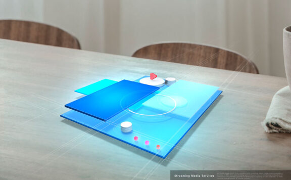 全息科技流媒体服务海报设计模板 (psd)