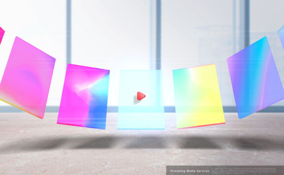 透明渐变屏幕流媒体服务海报设计模板 (psd)