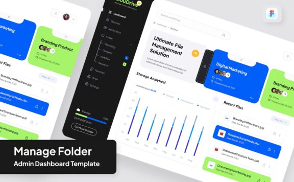 云盘 – 管理文件夹管理仪表板网页模板 (FIG)