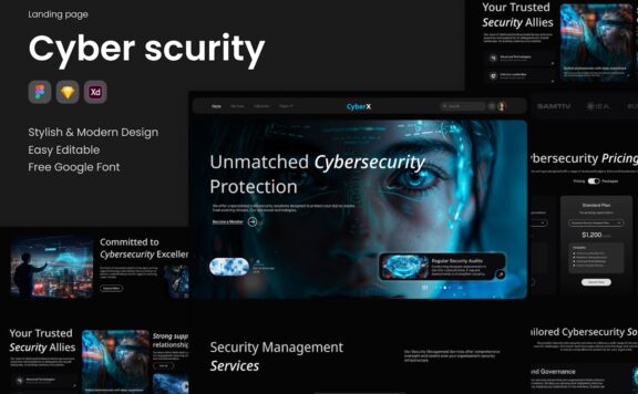 网络安全着陆页面 (FIG,XD,SKETCH)