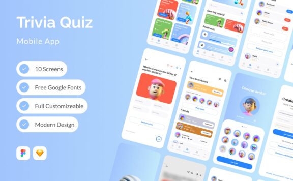 问答测验移动应用APP UI KIT (FIG,SKETCH)