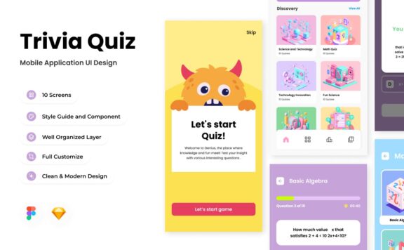 问答测验移动应用APP UI KIT (FIG,SKETCH)