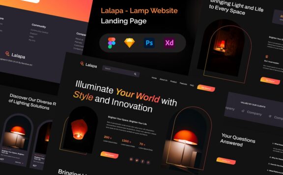 灯具着陆页网页UI模版 (FIG,SKETCH,XD,PSD)