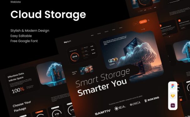 云存储网站UI模版 (FIG,SKETCH,XD)
