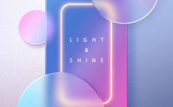 双色渐变元素圆形毛玻璃海报设计素材 (psd)