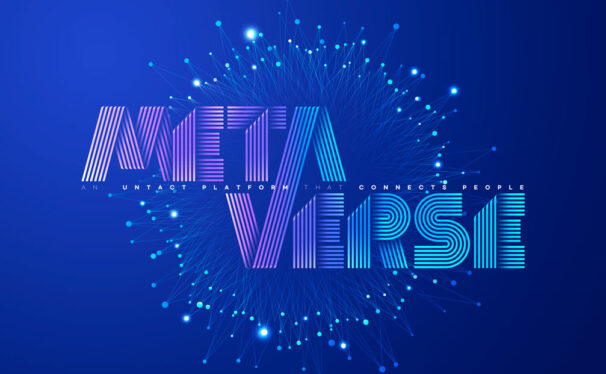 蓝色科技点线元宇宙海报设计模板 (psd)