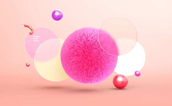 圆形形状毛玻璃元素创意视觉海报设计模板 (psd)