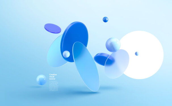 蓝色几何形状创意视觉海报设计模板 (psd)