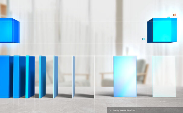 多米诺骨牌蓝色屏幕流媒体服务海报设计模板 (psd)
