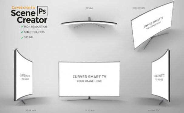 曲屏智能电视psd素材