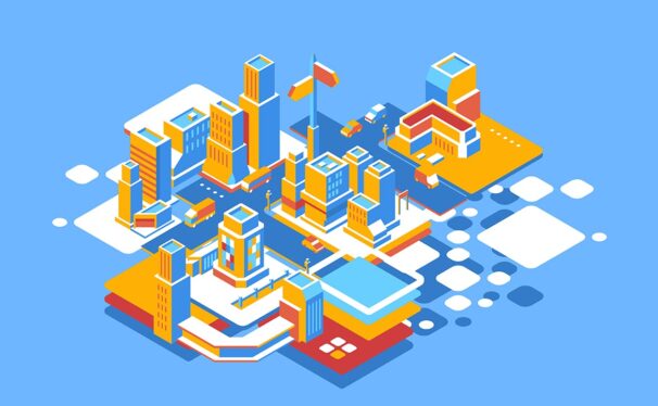 城市建筑2.5D插画素材 (EPS,JPG)