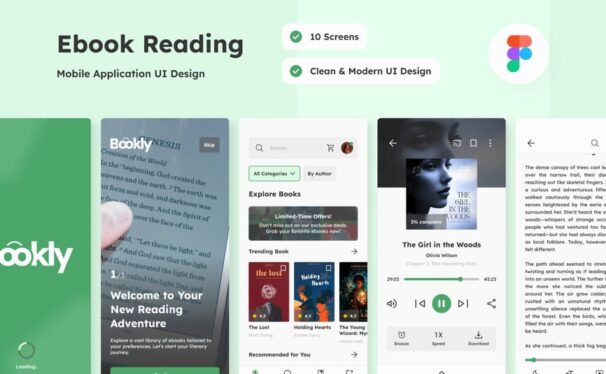 电子书阅读移动应用App UI Kit (FIG)