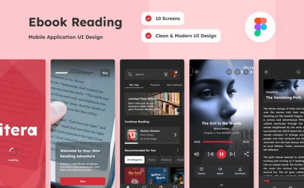 电子书阅读移动应用App UI Kit (FIG)