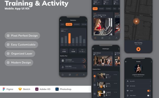 培训和活动移动应用 APP UI KIT (SKETCH,FIG,XD,PSD)