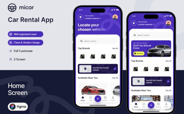 汽车租赁之家应用APP UI KIT (FIG)