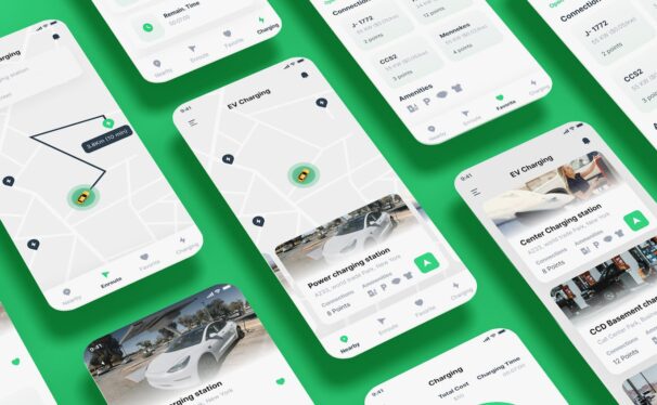 电动汽车和电动汽车充电站应用APP UI KIT (FIG,SKETCH,SVG,XD,PSD)
