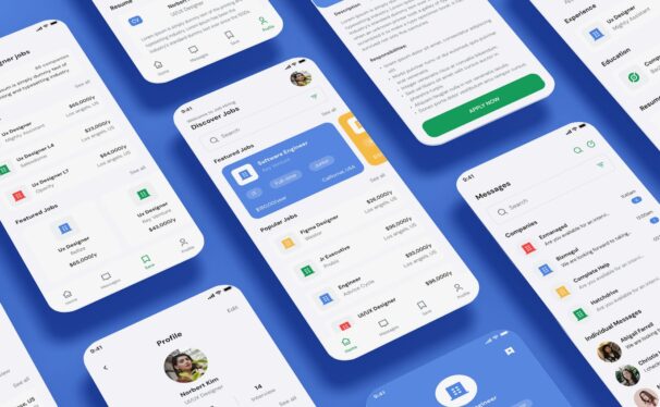 招聘、招聘、工作招聘、就业应用APP UI KIT (FIG,SVG,XD,SKETCH,PSD)