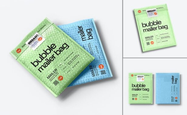 气泡包装邮件包包装模型集样机 (PSD)