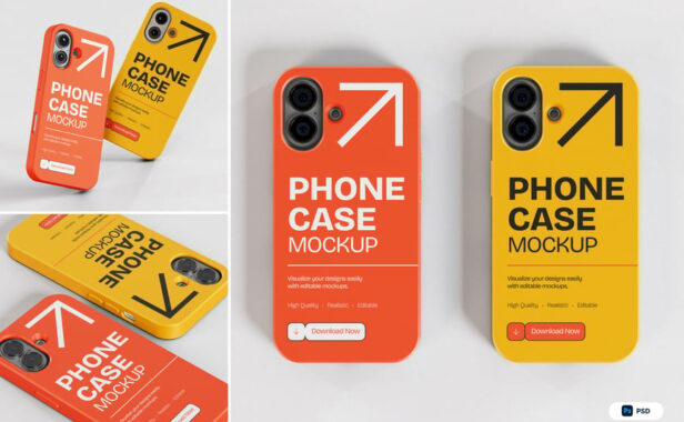 手机壳iPhone 16手机模型样机 (PSD)