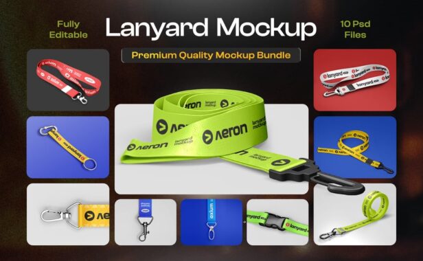 挂绳工牌卡持有者模型集样机 (PSD)