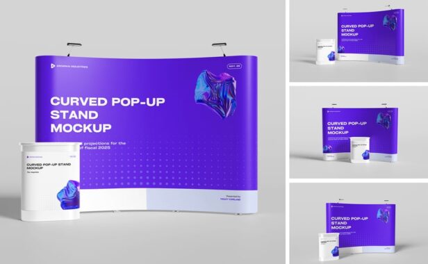 弯曲的展台展架模型样机 (PSD,PDF)