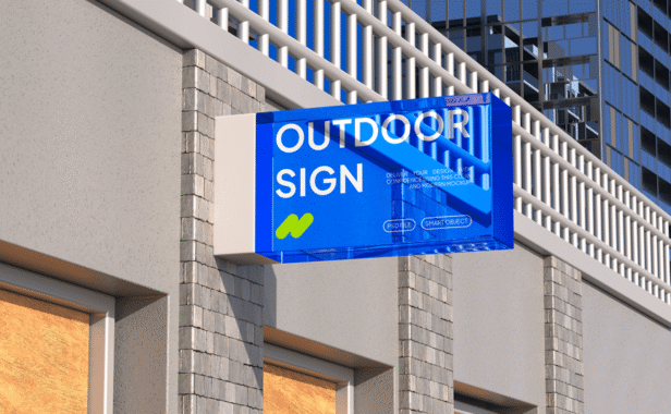 户外标志店招设计模型样机 (PSD)