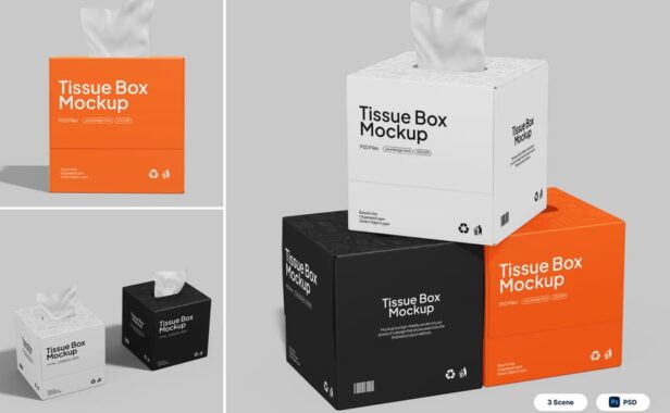 纸巾方盒模型样机 (PSD)