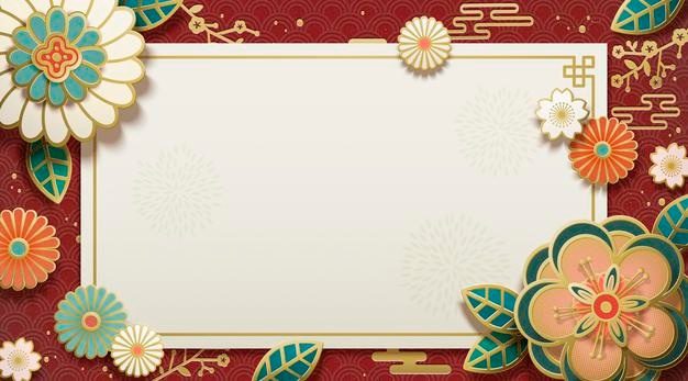 剪纸花卉艺术装饰问候卡设计矢量素材[eps]