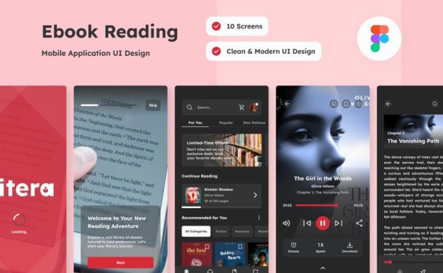 电子书阅读移动应用App UI Kit (FIG)