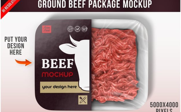 牛肉生鲜软件包模型样机 (PSD)