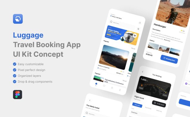 旅行预订应用APP UI KIT (FIG)