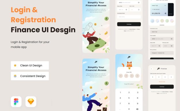 财务登录并注册移动应用APP UI KIT (FIG,SKETCH)