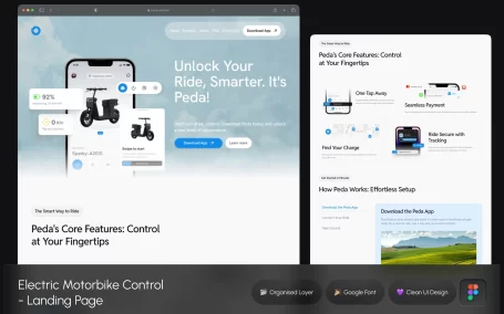 电动摩托车控制着陆页网页UI (FIG)
